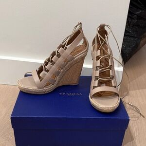 Aquazzura Beige Wedge Sandals
